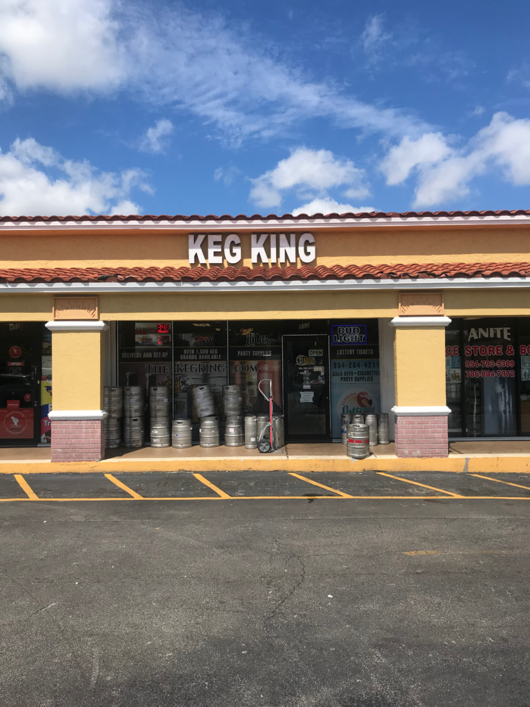 The Keg King storefront in Margate with the KEG KING sign and entrance at 952 S. State Rd. 7